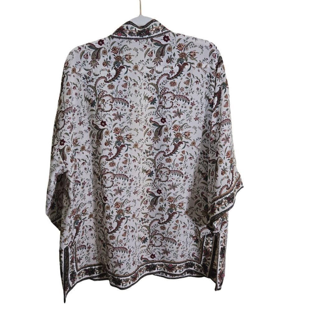 Max Studio Cream Floral Open Front Kimono Size M - Picture 3 of 8